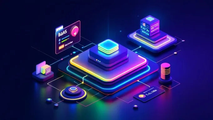 architecture diagram showing BaaS integration with mobile and web applications including real-time data flow indicators