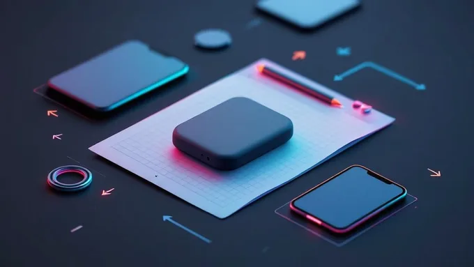 wireframe sketches on paper showing mobile app screens with navigation flow arrows