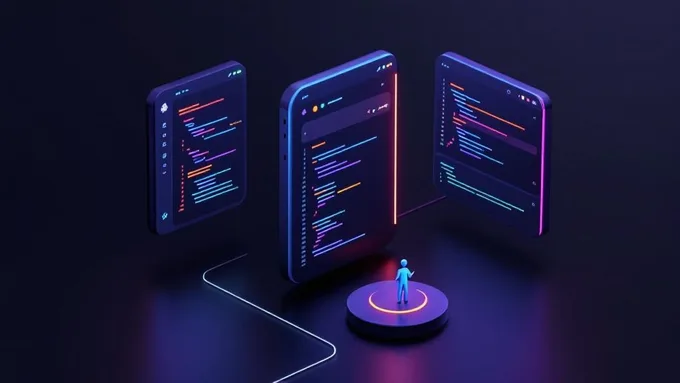 React Native developer using AI code assistant with multiple screens showing generated components and automated tests