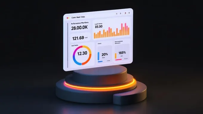 performance monitoring dashboard showing Core Web Vitals scores, page load times, and optimization recommendations